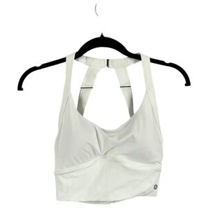 HALARA White Twist Front Halter Sports Bra Crop Top Size‎ S Removable Pads NWOT